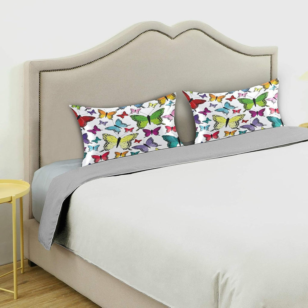 Blueangle Colorful Butterflies Satin Pillowcase for Hair and Skin Silk Pillowcase, Standard Size(20x26 inches) - Satin Pillow Covers with…