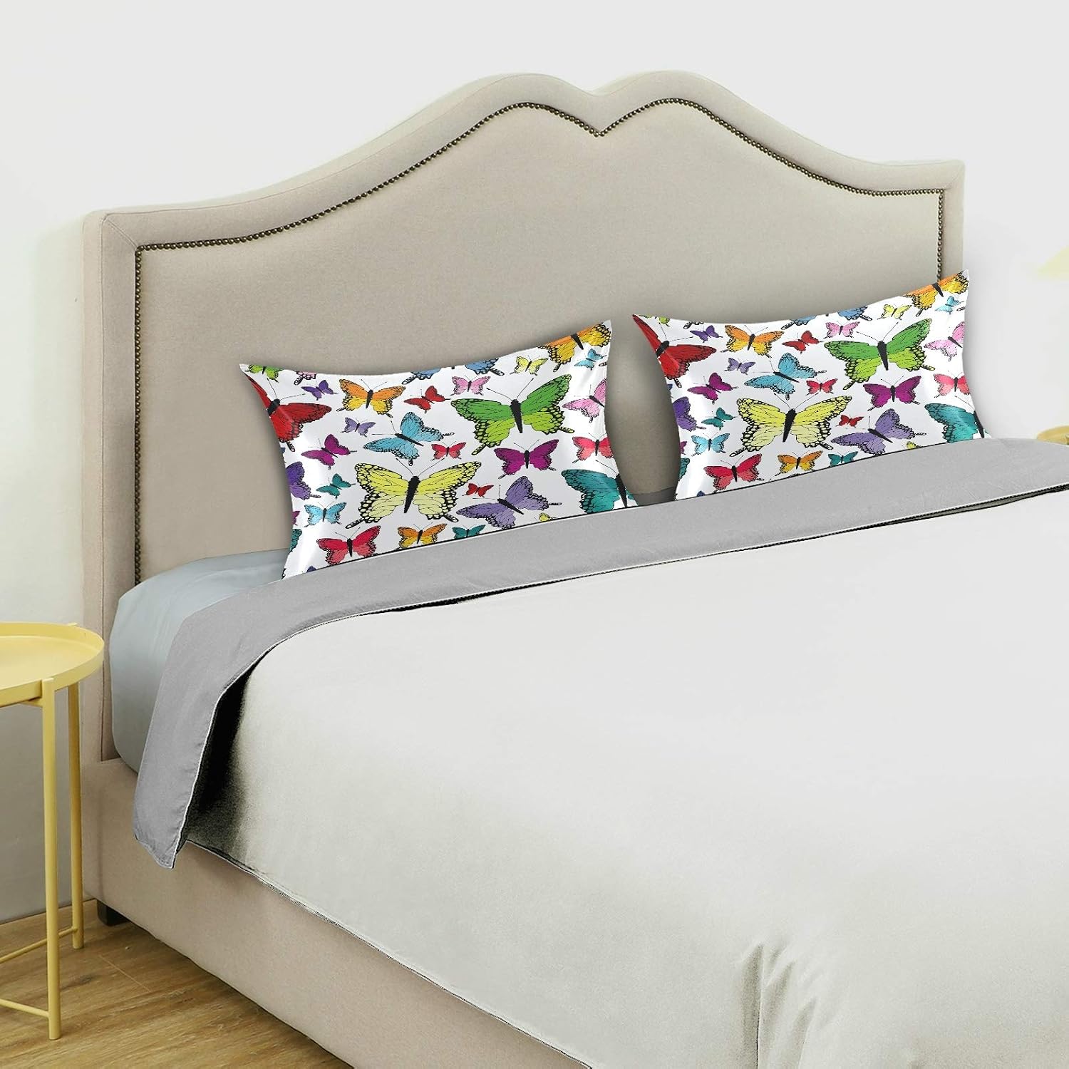Blueangle Colorful Butterflies Satin Pillowcase for Hair and Skin Silk Pillowcase, Standard Size(20x26 inches) - Satin Pillow Covers with…