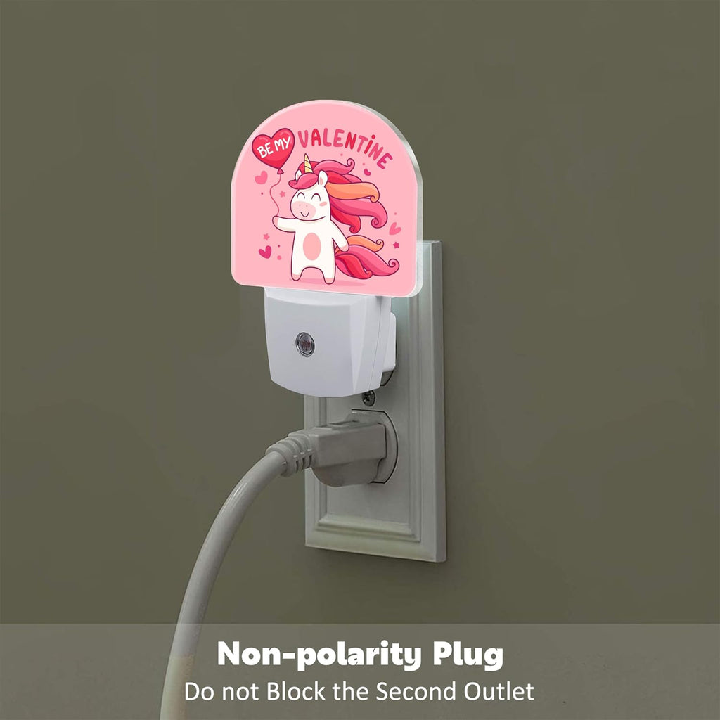 Cute Valentine's Day Unicorn Night Light for Kids, Be My Valentine Night Light Plug in with Dusk to Dawn Sensor,0.5w Energy Saving…
