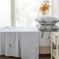 FADFAY 100% Cotton Double Gauze Muslin Sheet Set, Gray Striped Floral Bed Sheets with Bow Tie Detail, Ultra Soft Breathable Cooling…