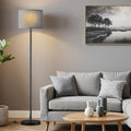 Ambimall 60'' Modern Floor Lamp with Shade, Tall Lamps for Living Room, Bedroom, Office, Dining Room, Linen Grey Shade with Black Pole(With…