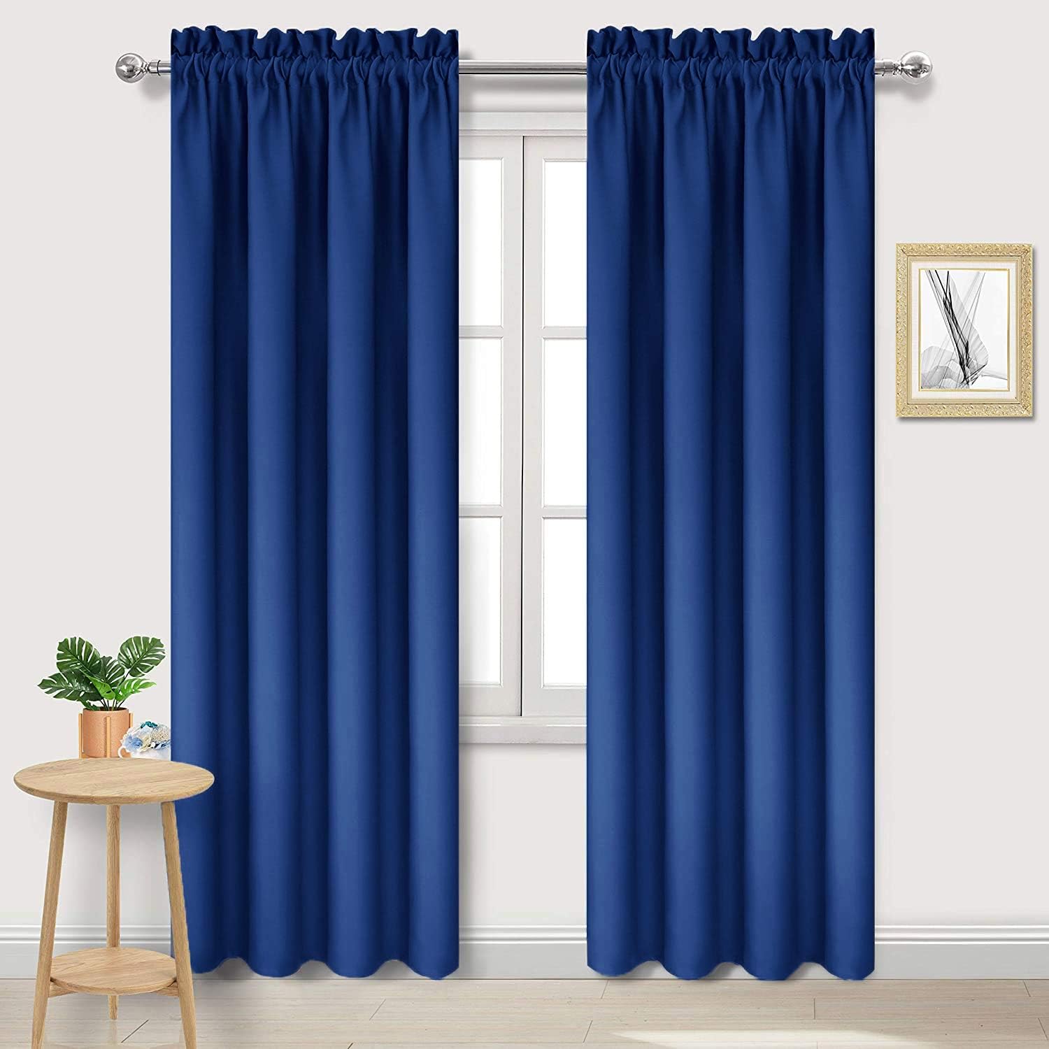 Dwcn Blackout Curtains Room Darkening Thermal Insulated Bedroom Curtains Window Curtain Panels, 42 x 84 inches Long, Set of 2 Classic Blue…