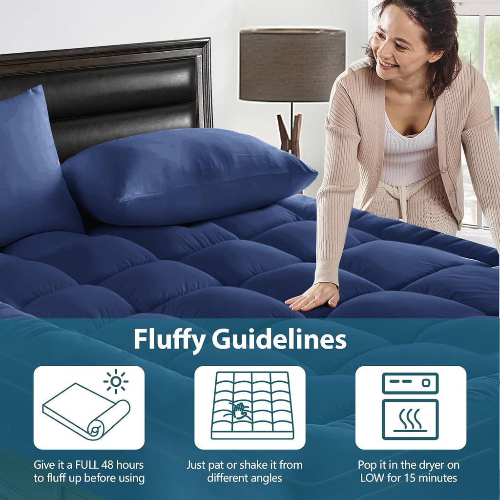 CYMULA Full Size Mattress Topper - Extra Thick Cooling Mattress Pad Cover for Back Pain - Soft Mattress Protector Firm Bed Topper Pillow…