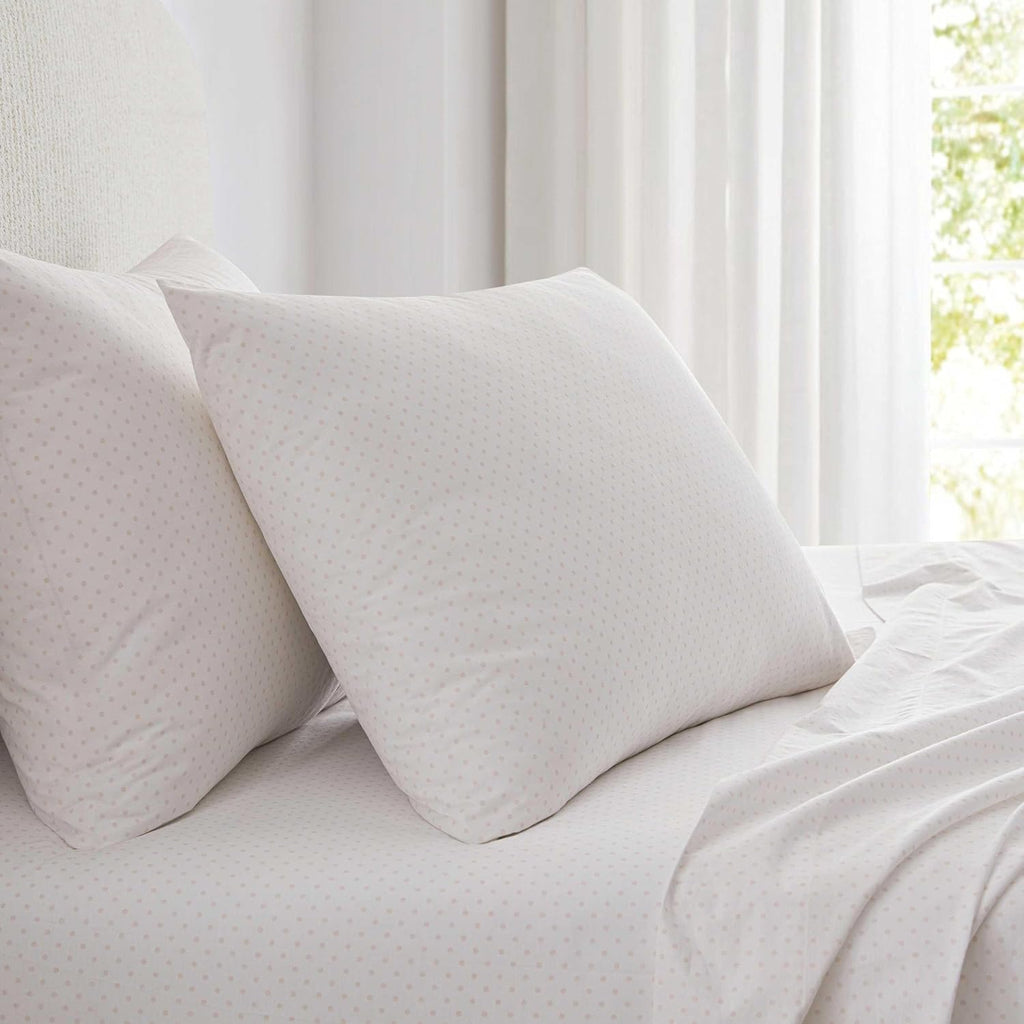 MarthaStewart Martha Stewart - Twin Size Sheets Set, Crisp & Tailored Cooling Sheets with a Naturally Smooth Cotton Percale Lightweight Fee…