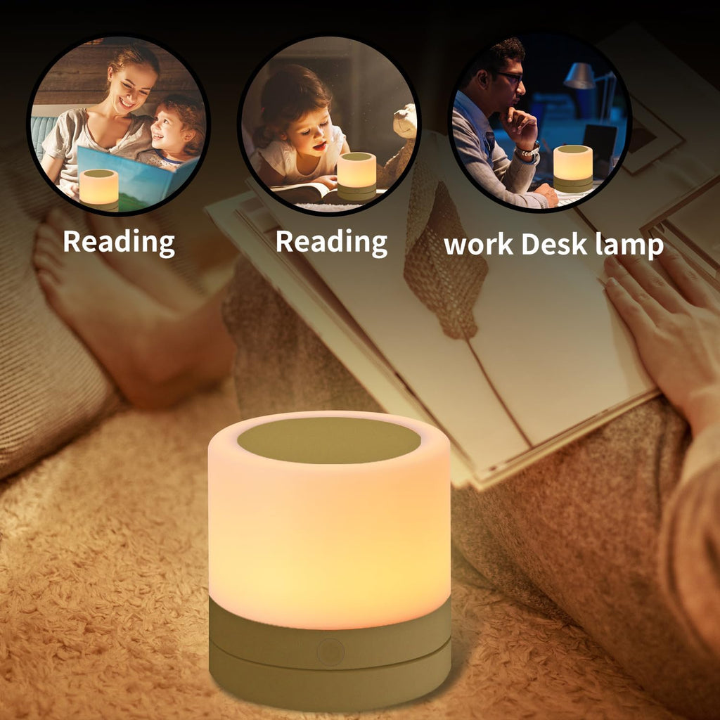 ERUN Nursery Night Light for Kids, USB Rechargeable Small Desk Lamp,13 RGB Colors & 4 Brightness & 1 Remote, Touch Bedside Cordless Table…