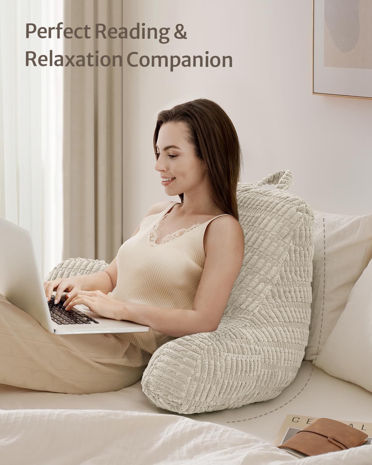 BlissfulDiary Blissful Diary Reading Pillow, Large Backrest Pillow with Shredded Memory Foam for Adult & Children, Designed for Bed and Cou…