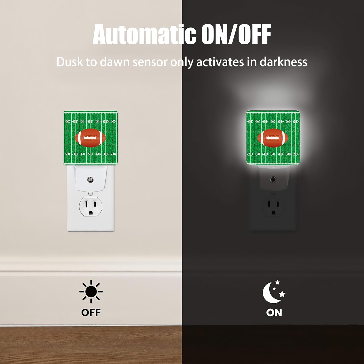 American Football Night Light, Ball Night Lights Plug into Wall Decor for Bedroom, Bathroom, Hallway, Kitchen, Dusk to Dawn Sensor…