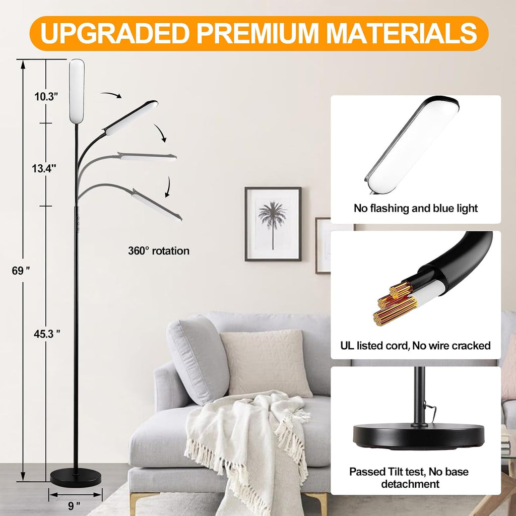 Marctronic Floor Lamp, 18W 1800LM Super Bright LED Floor Lamp with Remote & Works with Smart Plug, Dimmable Timing Eye Caring Reading Lamps…
