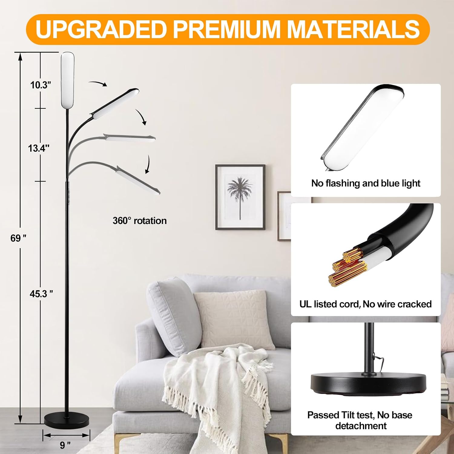 Marctronic Floor Lamp, 18W 1800LM Super Bright LED Floor Lamp with Remote & Works with Smart Plug, Dimmable Timing Eye Caring Reading Lamps…