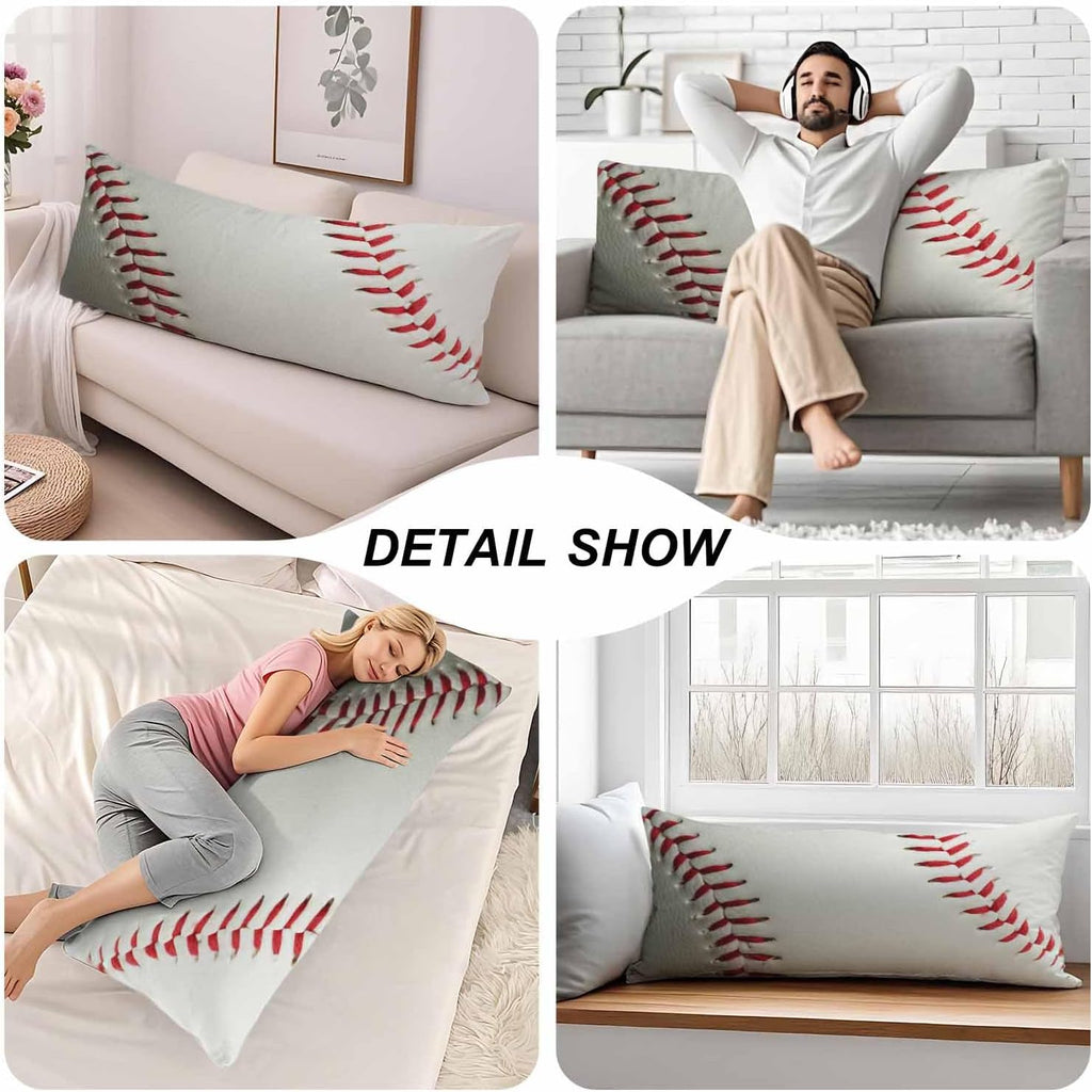 Baseball Rectangle Body Pillow Covers Baseball White Red Couch Body Pillow Pillowcase Decorative Home Body Pillows Bed Pillow Cushion…