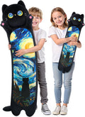 Mewaii Long Cat Plush 5 Sizes, 120% Extra Filling Giant Plushness Kids Body Pillow, Kawaii Cute Black Starry Cat Stuffed Animals…
