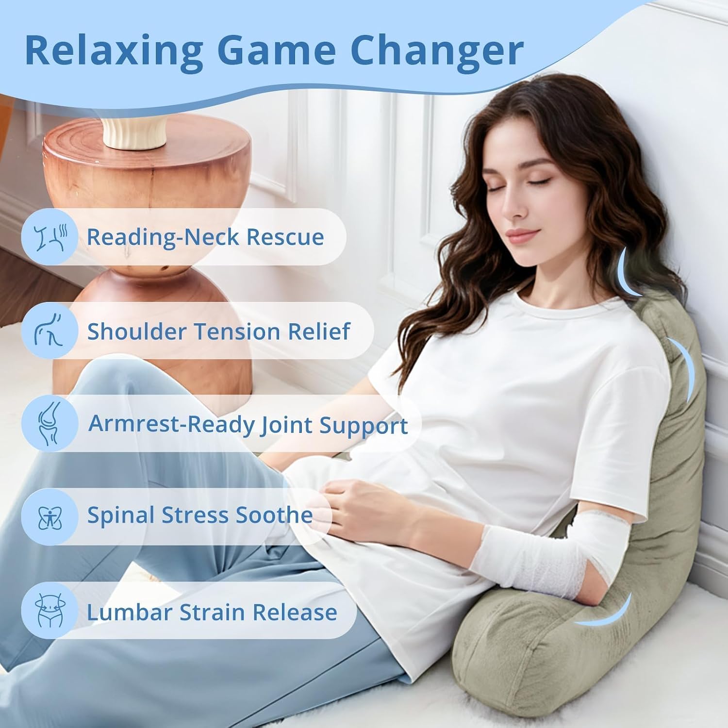 Sasttie Reading Pillow for Sitting in Bed Adult, Back Pillow for Bed Sitting Up, Backrest Back Support Chair Pillow, College Dorm…
