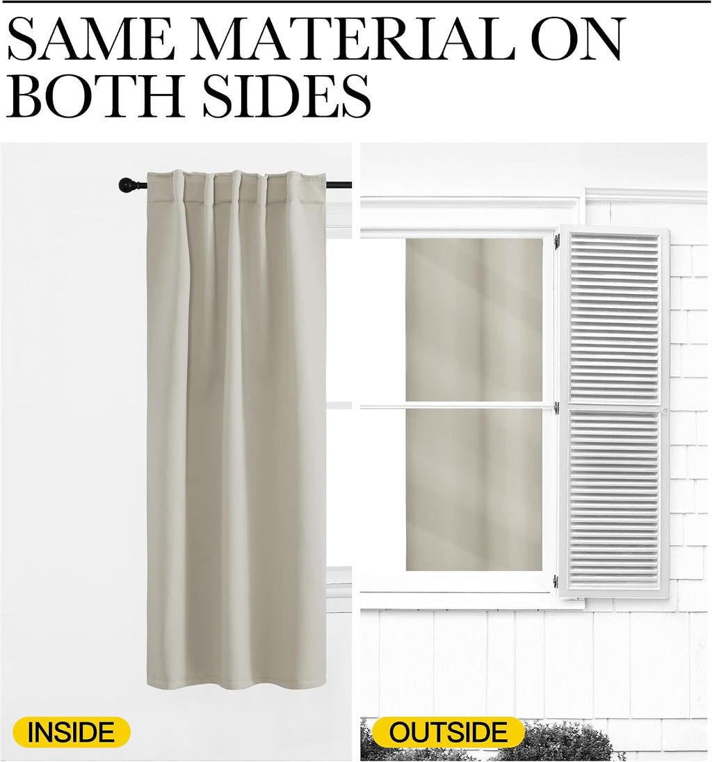 NICETOWN Blackout Curtain Panels for Living Room - (Natural Color) 42x63 Inch, 2 Panels Set, Thermal Insulated Room Darkening Blackout…