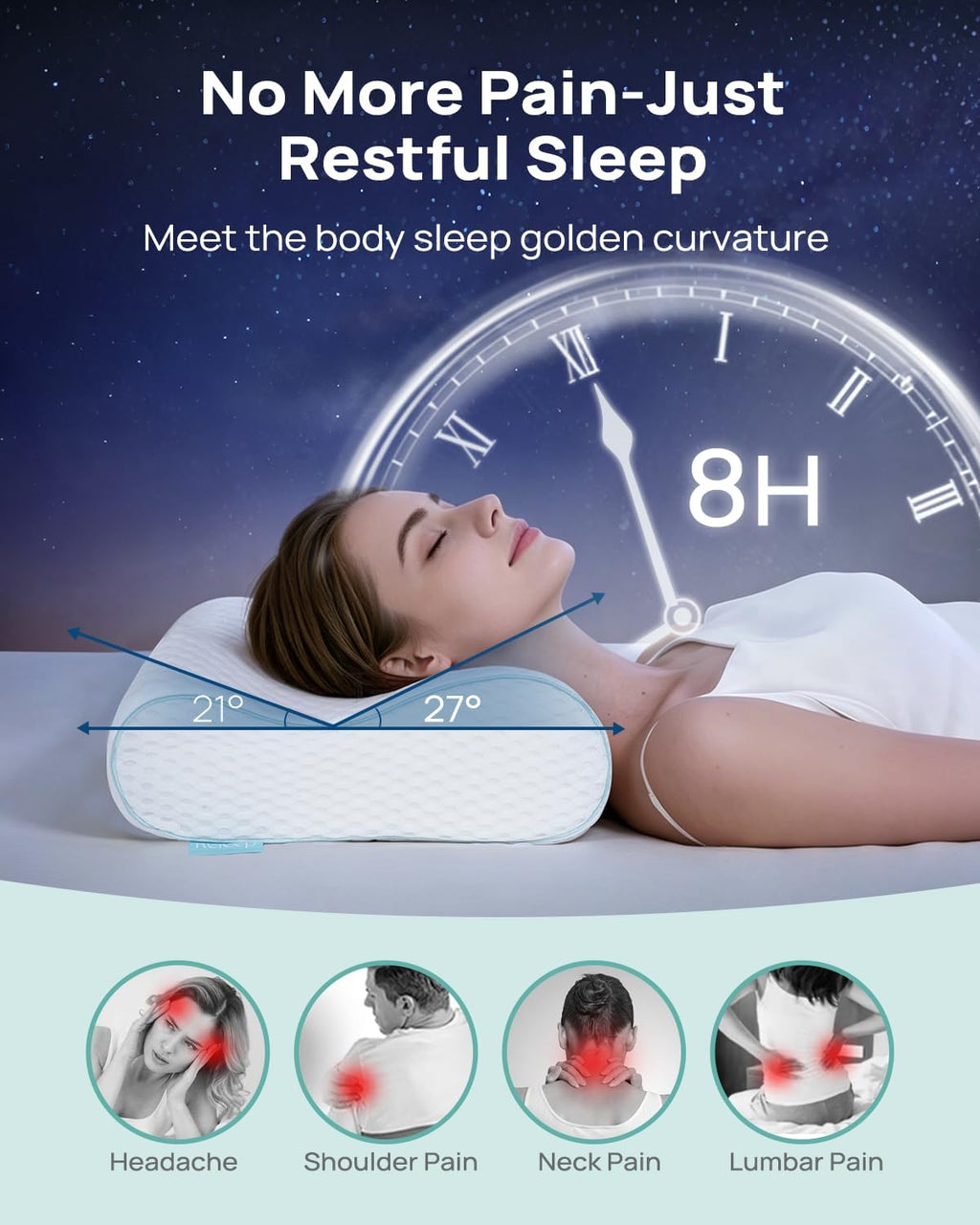 Releep Cervical Neck Pillow, Side Sleeper Pillow for Neck, Adjustable Contour Pillow for Sleeping, Ergonomic Memory Foam Pillow, Orthopedi…