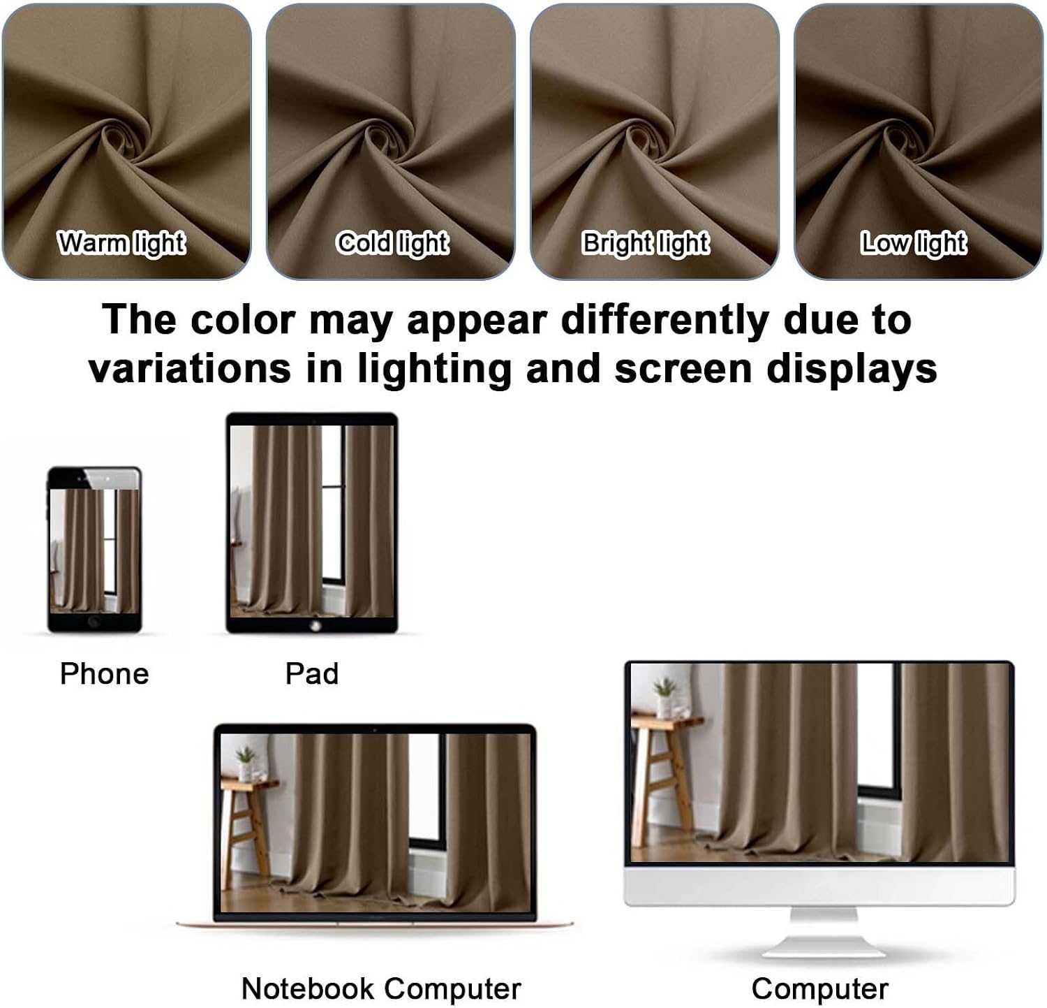 Gwine Brown Blackout Curtains for Bedroom 84 inches Long 2 Panels Set, Solid Noise Reducing Thermal Insulated Blackout Curtains for…