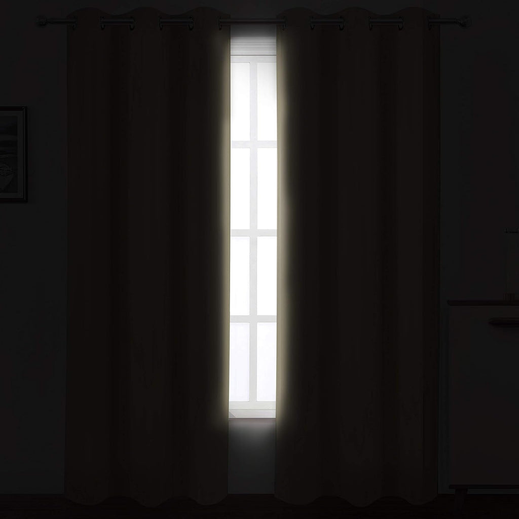 Lemomo Beige Blackout Curtains/42 x 84 Inch/Set of 2 Panels Room Darkening Curtains for Bedroom 84 Inch silver