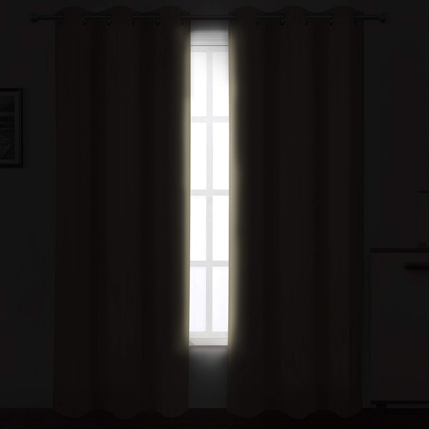 Lemomo Beige Blackout Curtains/42 x 84 Inch/Set of 2 Panels Room Darkening Curtains for Bedroom 84 Inch silver