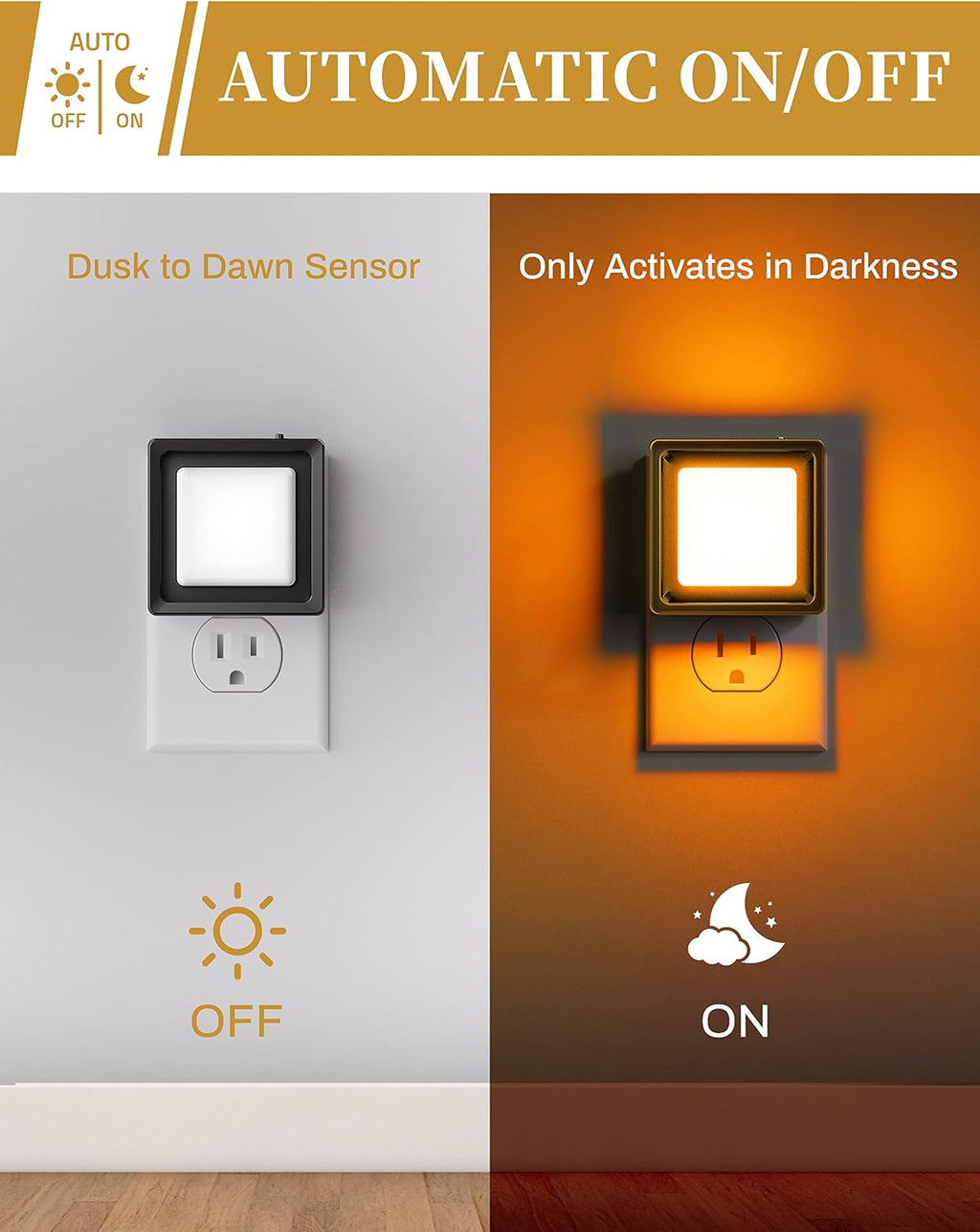 DORESshop Orange Night Light [2 Pack], Night Lights Plug Into Wall, Night Light Dusk to Dawn Sensor, LED NightLight Adjustable…