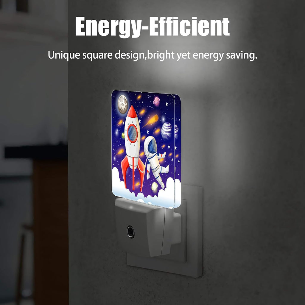 Universe Astronaut Rocket Galaxy Night Light, Dusk to Dawn Smart Sensor Nightlight for Bedroom Bathroom Kitchen Hallway Stairs Hallway…
