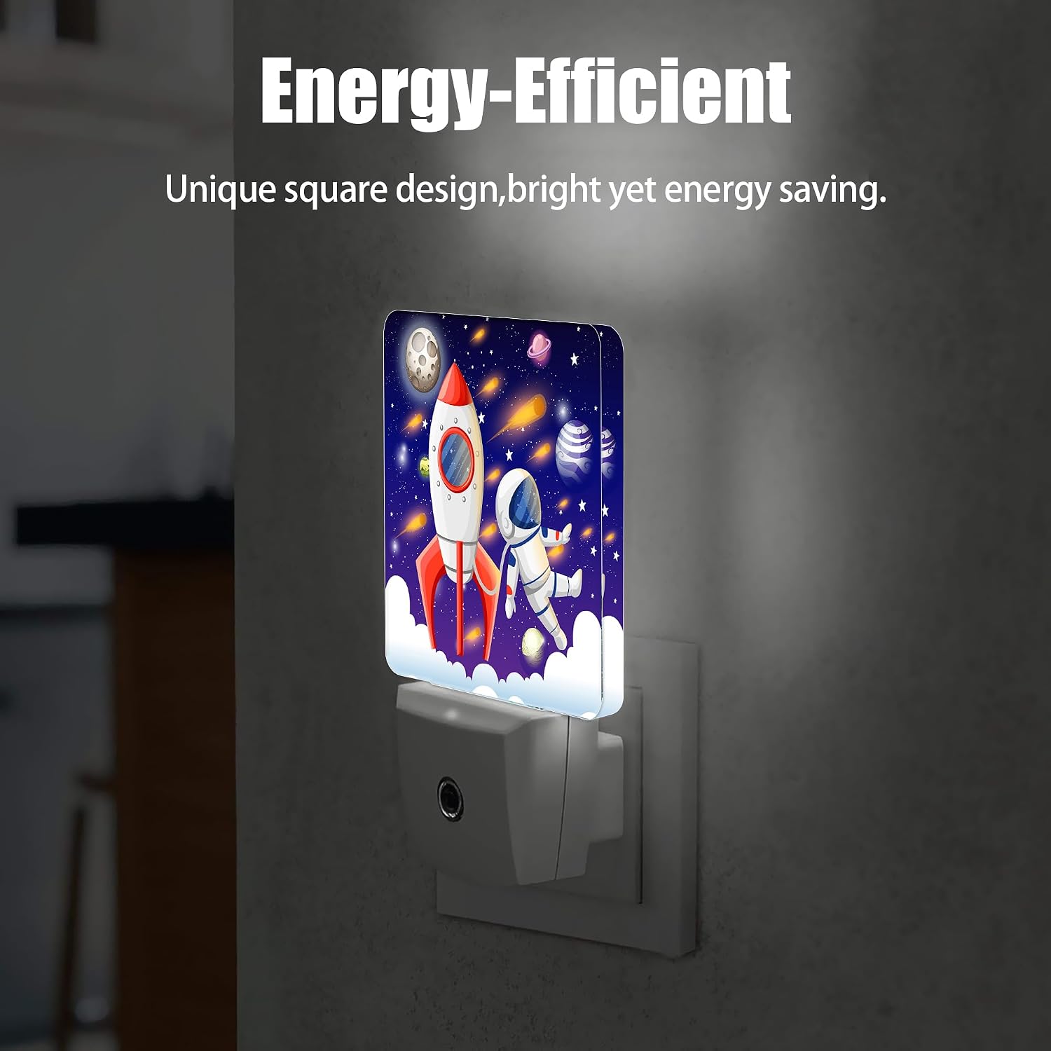 Universe Astronaut Rocket Galaxy Night Light, Dusk to Dawn Smart Sensor Nightlight for Bedroom Bathroom Kitchen Hallway Stairs Hallway…