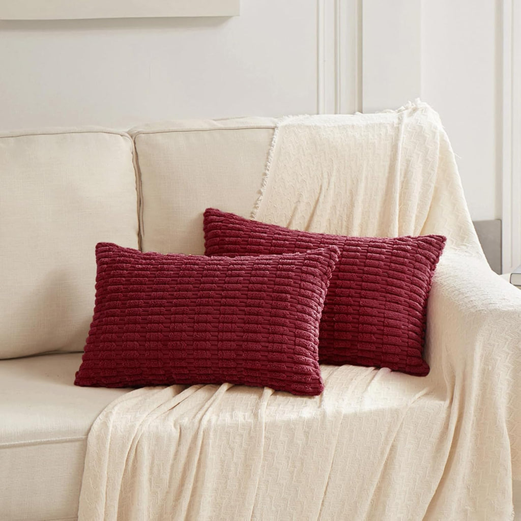 Fancy Homi Decorative Throw Pillow Covers for Bed Couch Bedroom Bench, Soft Corduroy Solid Pillow Case, Rustic Farmhouse Boho Room…