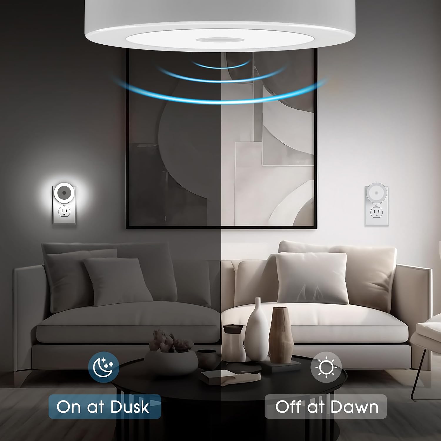 Night Lights Plug-in [2Pack], LED Night Light with Sensor for Kids, Baby, Bathroom, Stair, Hallway - Cool White