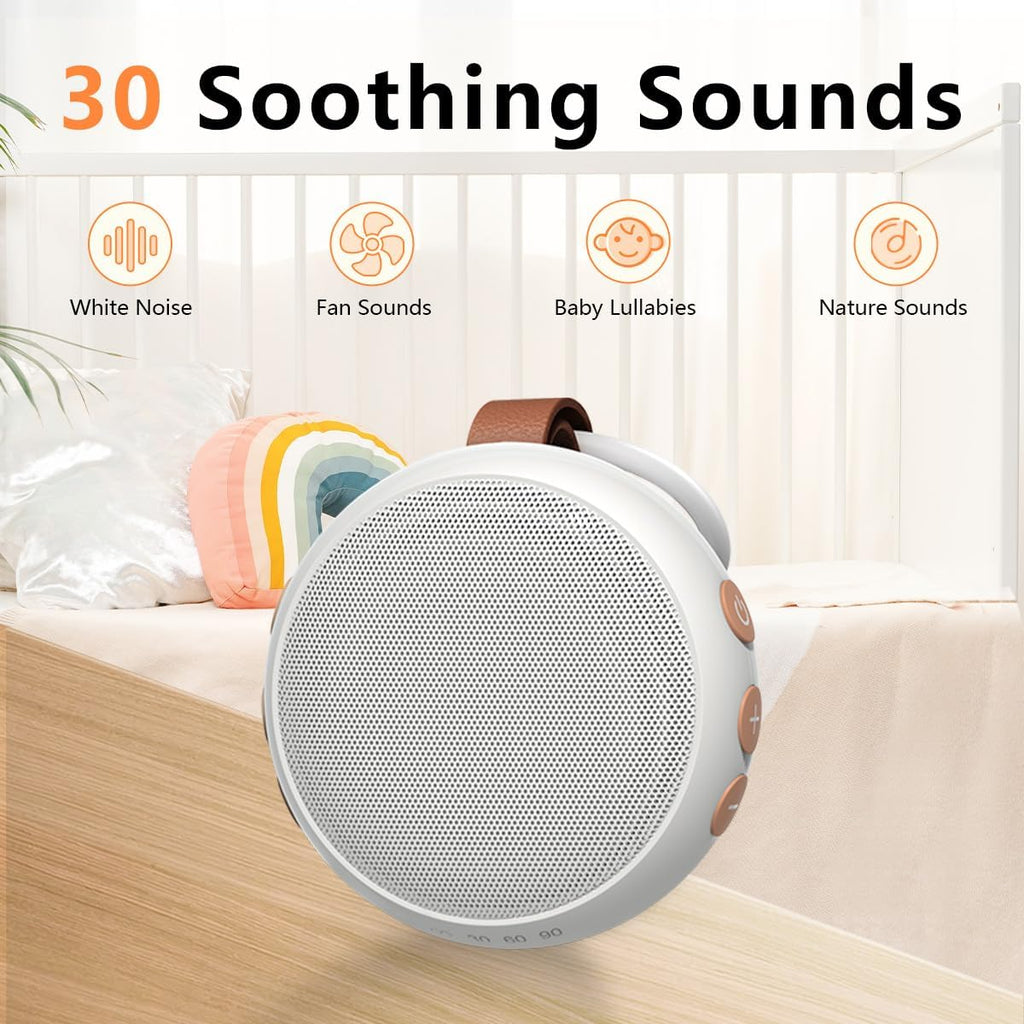 SoundMe Mini White Noise Machine Sound Machine with 30 Soothing Sounds 32 Volume Levels Baby Portable Sleep Soother Rechargeable Travel Sou…