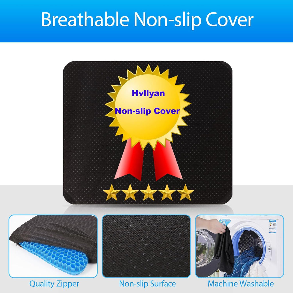 Hvllyan Gel Seat Cushion for Long Sitting (Thick & Extra Large), Gel Cushion for Wheelchair Soft, Chair Cushion, Car Seat Cushion…