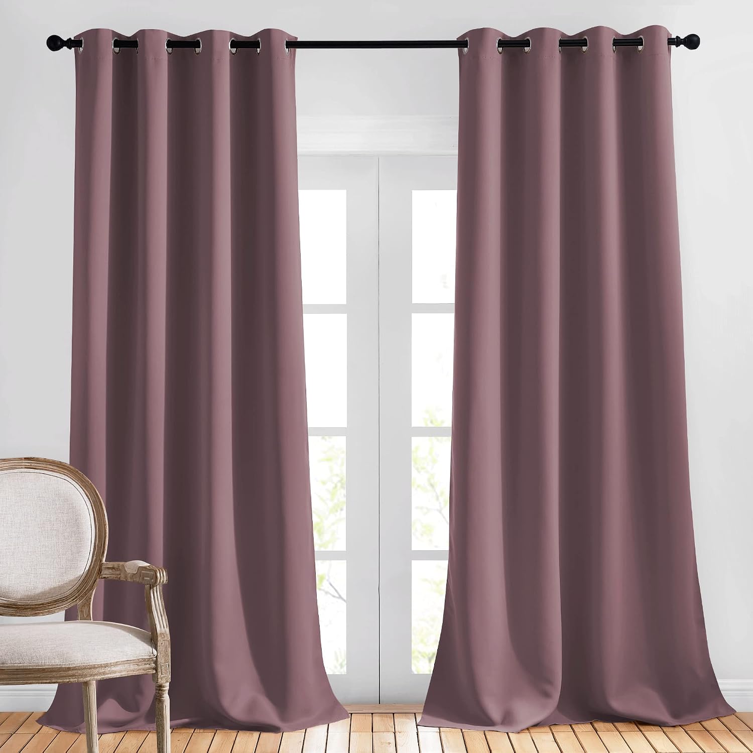 Nicetown Living Room Curtains 95 inches Long - Sound Reducing Grommet Thermal Insulated Cold Blocking Romantic Blackout Window Treatments f…