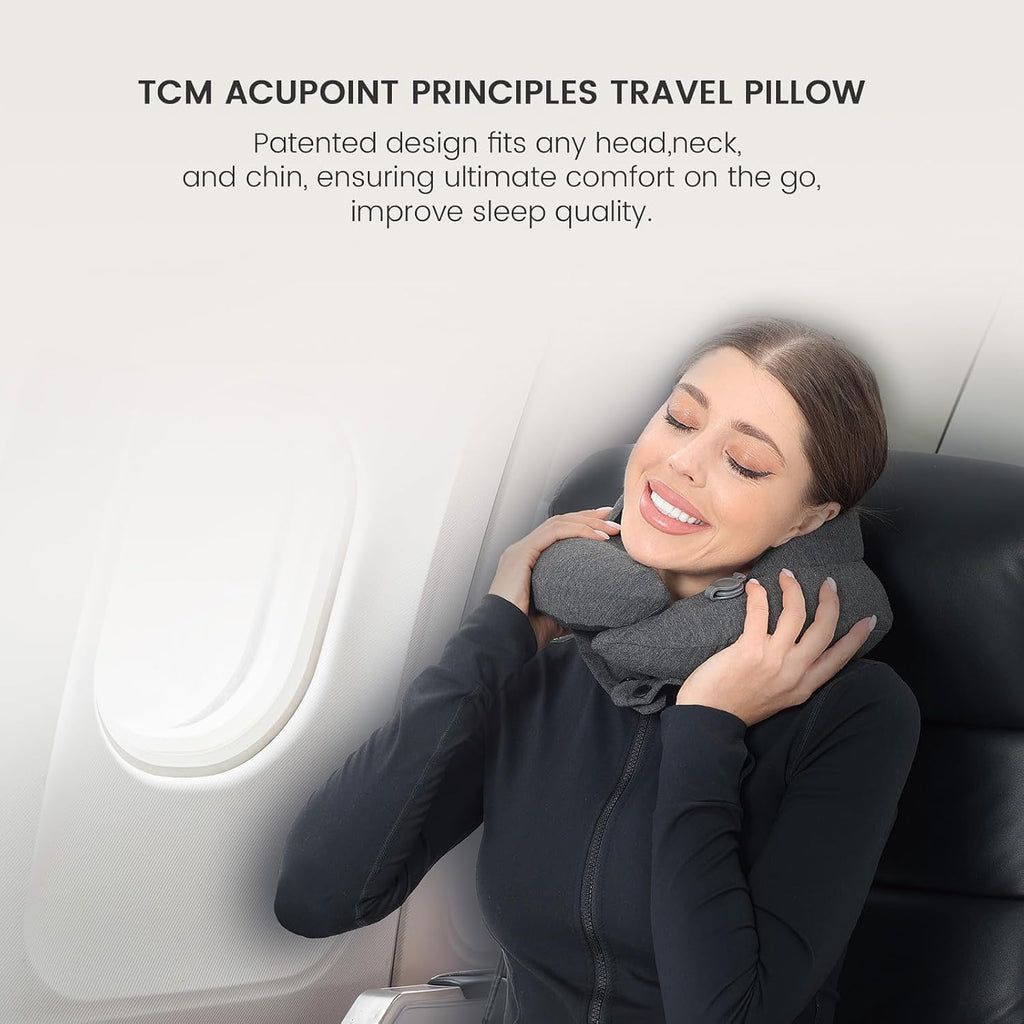 Keemall Inflatable Neck Pillow, Premium Travel Neck Pillow for Airplane Headrest Sleep - 3rd Generation, Double Comfort Plane Pillow for…