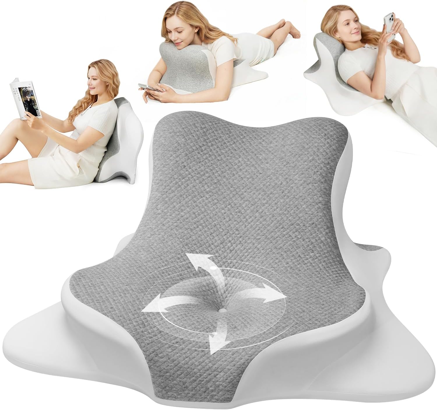 ONGFNFN Reading Pillow for Bed, Ergonomic Memory Foam Bed Wedge Pillow for Headboard, Lying, Leaning and Prone, Chin & Back Support…