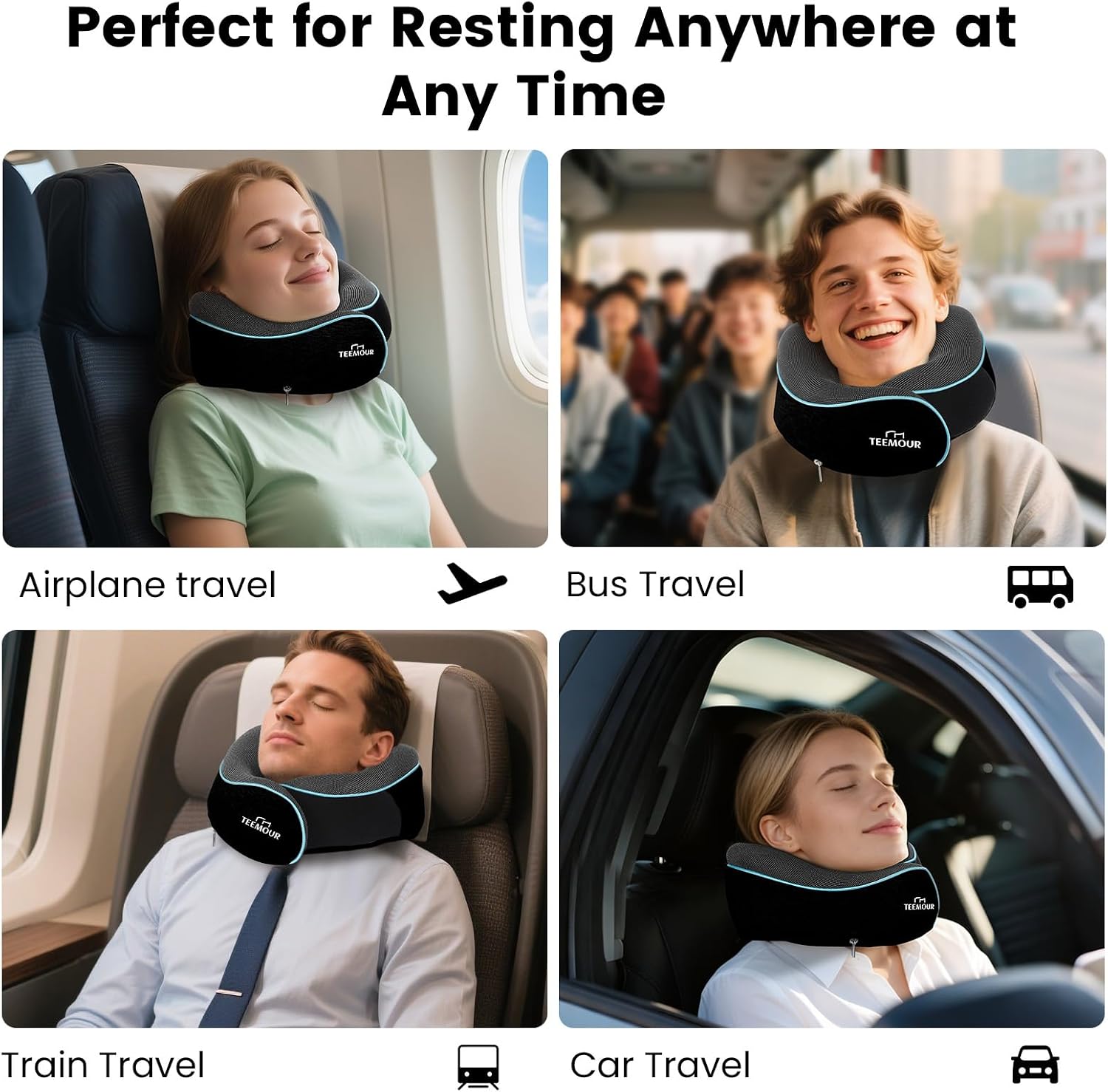Travel Pillow Neck Pillow for Airplane Travel Essentials - Memory Foam Travel Neck Pillow, Stops Head Bobbing With Eye Mask & Earplugs…