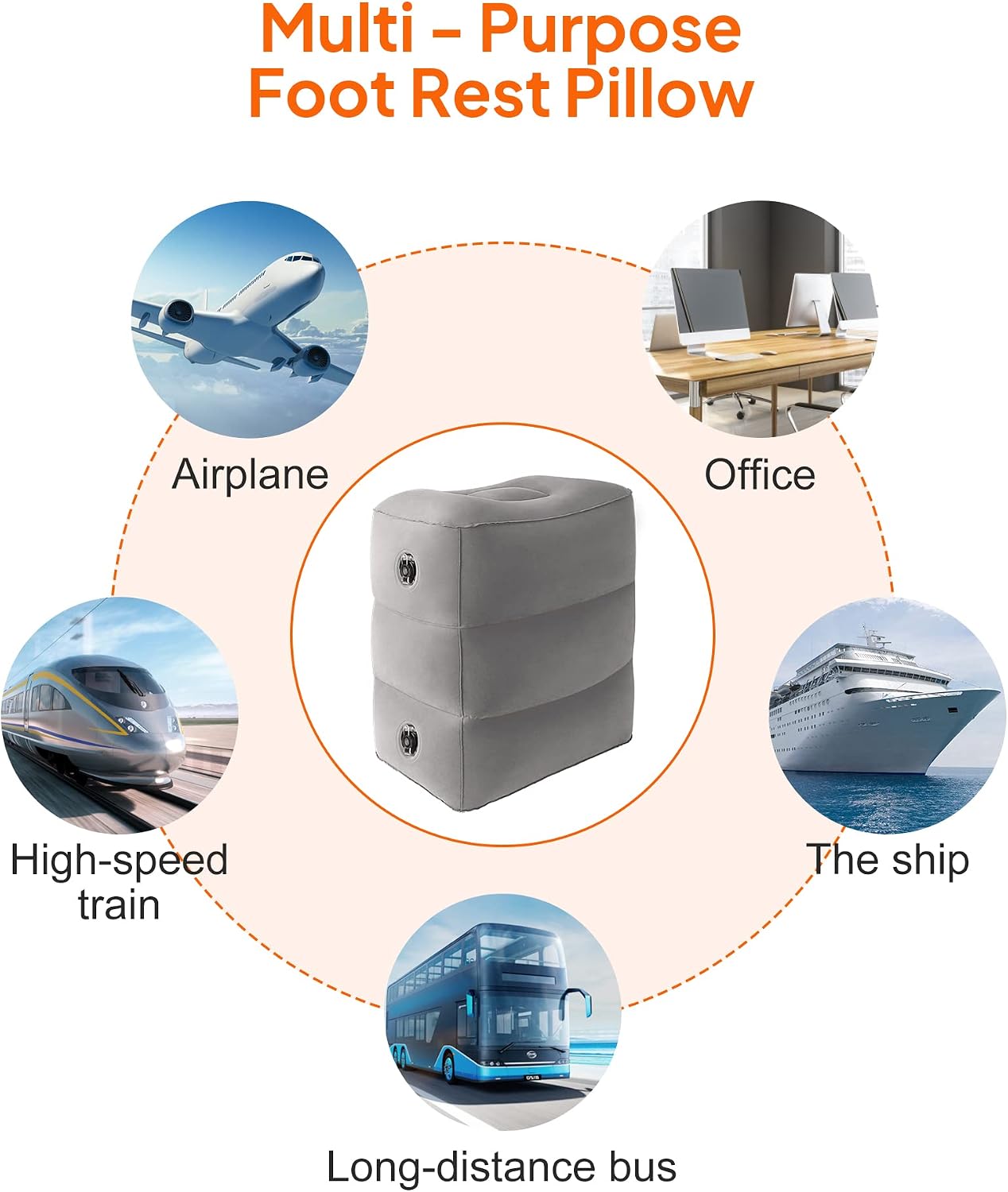 Sunany Inflatable Foot Rest Pillow for Travel, Kids/Adults Airplane Travel Pillow-Adjustable Height Cushions, for Kids to Sleep While Travel…