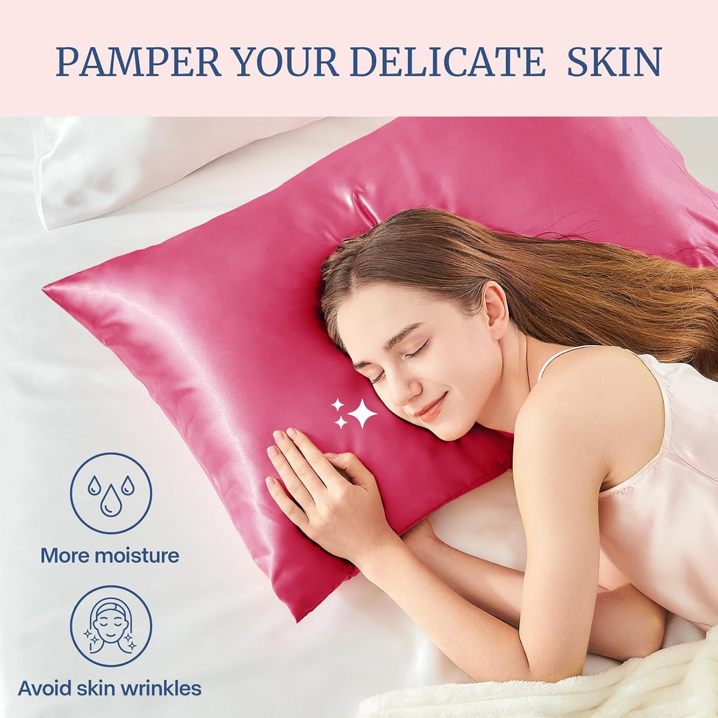 Bedelite Satin Pillowcase for Hair and Skin, Super Soft and Cooling Similar to Silk Pillow Cases 2 Pack with Envelope Closure, Gift for Wom…