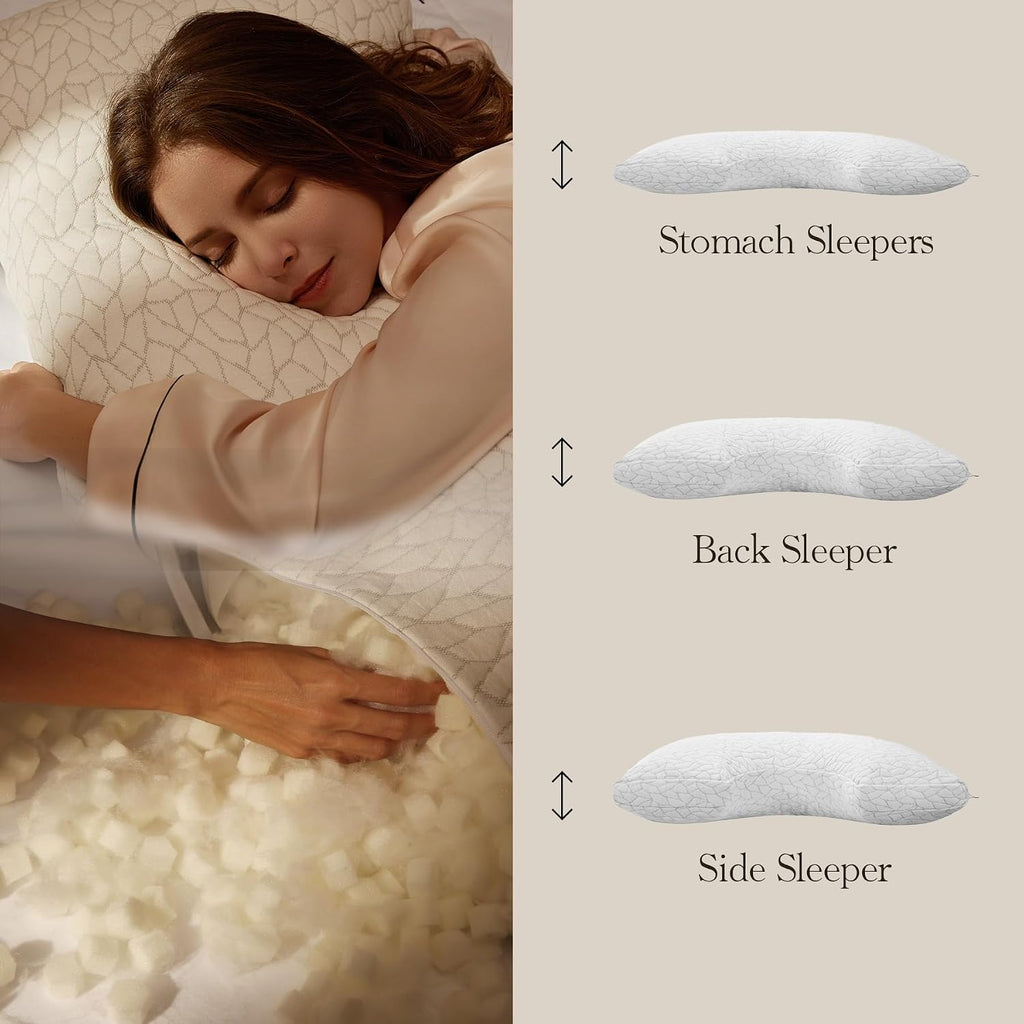 Memory Foam Pillows for Sleeping Adjustable Breathable Bed Pillow for Side, Back, and Stomach Sleepers Washable Pillow Cover Cloud Nest…