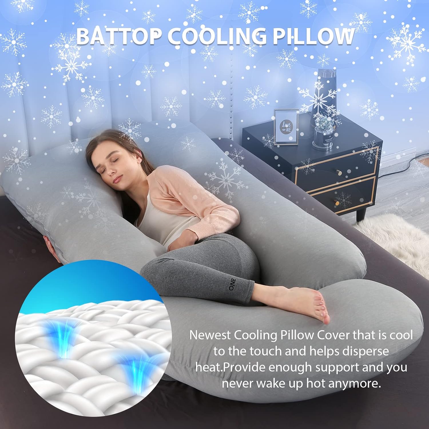 BATTOP Pregnancy Pillows for Sleeping, Full Body Maternity Pillow with Cooling Cover, Support for Back, Hips, Legs, Belly for Pregnant…