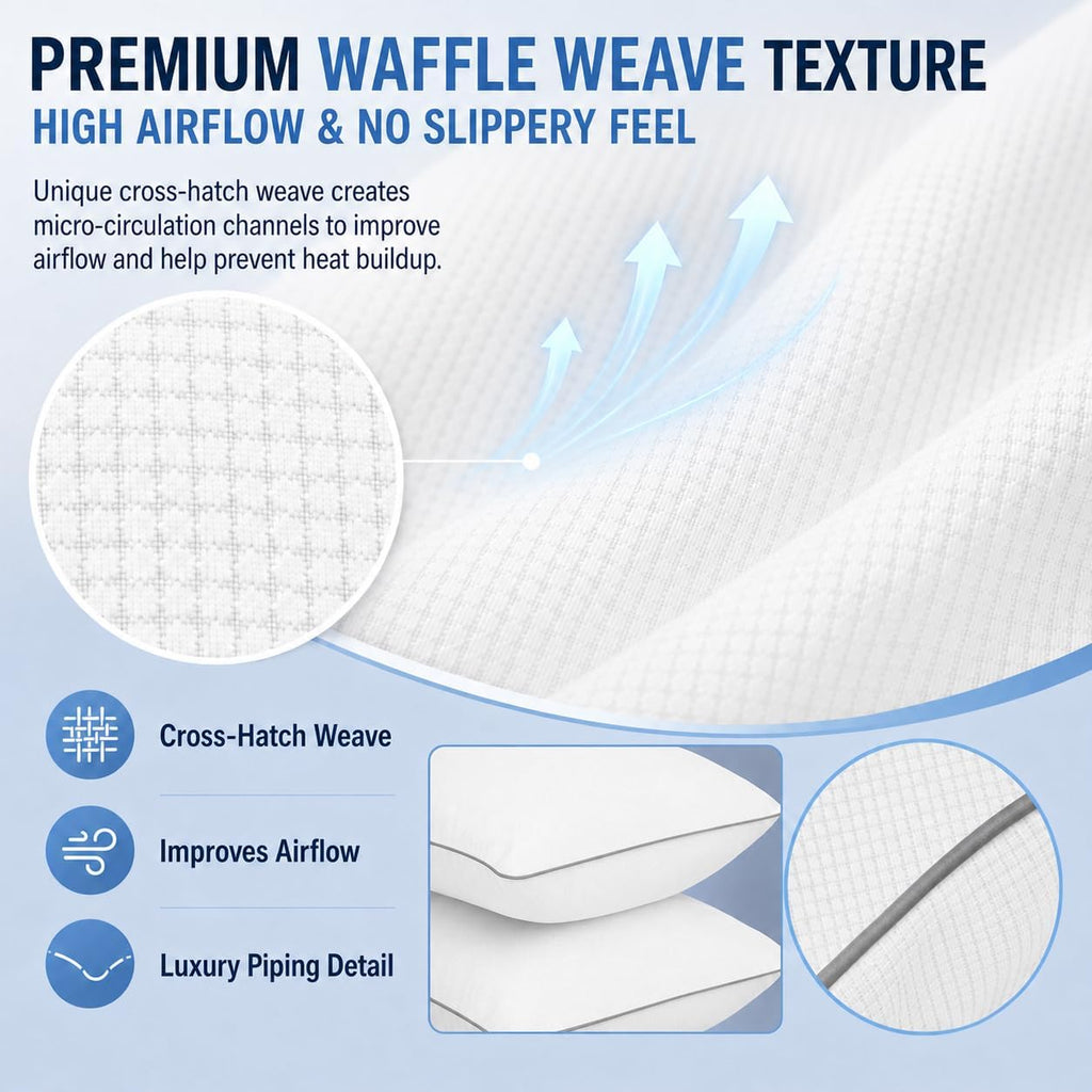 Cieltown Cooling Pillow Cases for Hot-Sleepers: Q-Max ≥0.4 Nylon Spandex Cool-to-Touch for Night Sweats - Waffle Weave for Dry & Com…