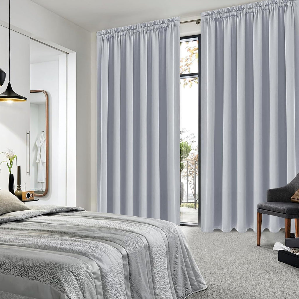 DWCN Blackout Curtains for Living Room Thermal Insulated, Energy Saving & Noise Reducing Bedroom Curtains, Silver Grey, W 70x L 84 Inch…