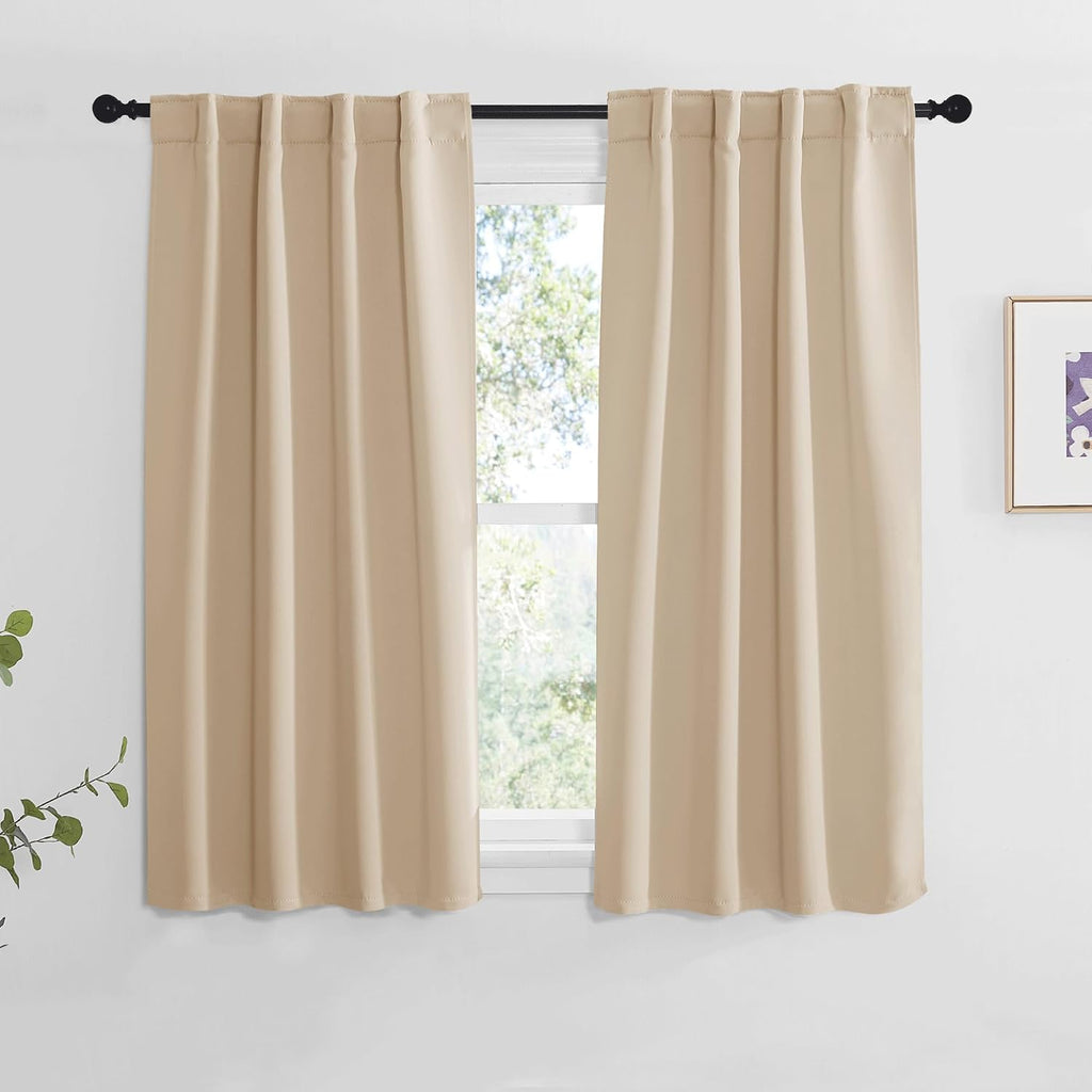 Nicetown Window Treatment Curtains Room Darkening Drapes - (Biscotti Beige Color) 34 Width X 48 Drop Each Panel, 2 Panels Set, Curtains and…