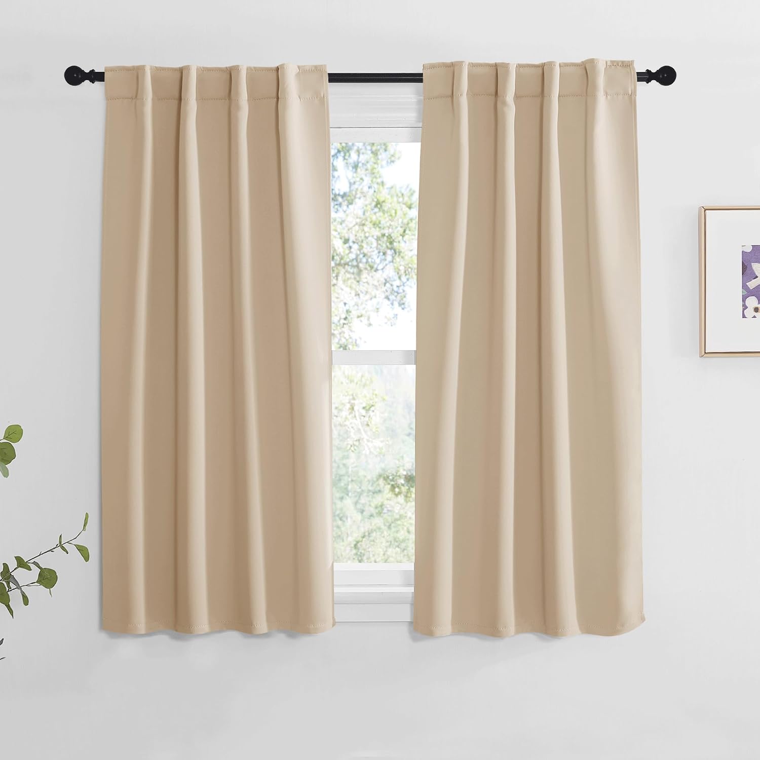 Nicetown Window Treatment Curtains Room Darkening Drapes - (Biscotti Beige Color) 34 Width X 48 Drop Each Panel, 2 Panels Set, Curtains and…