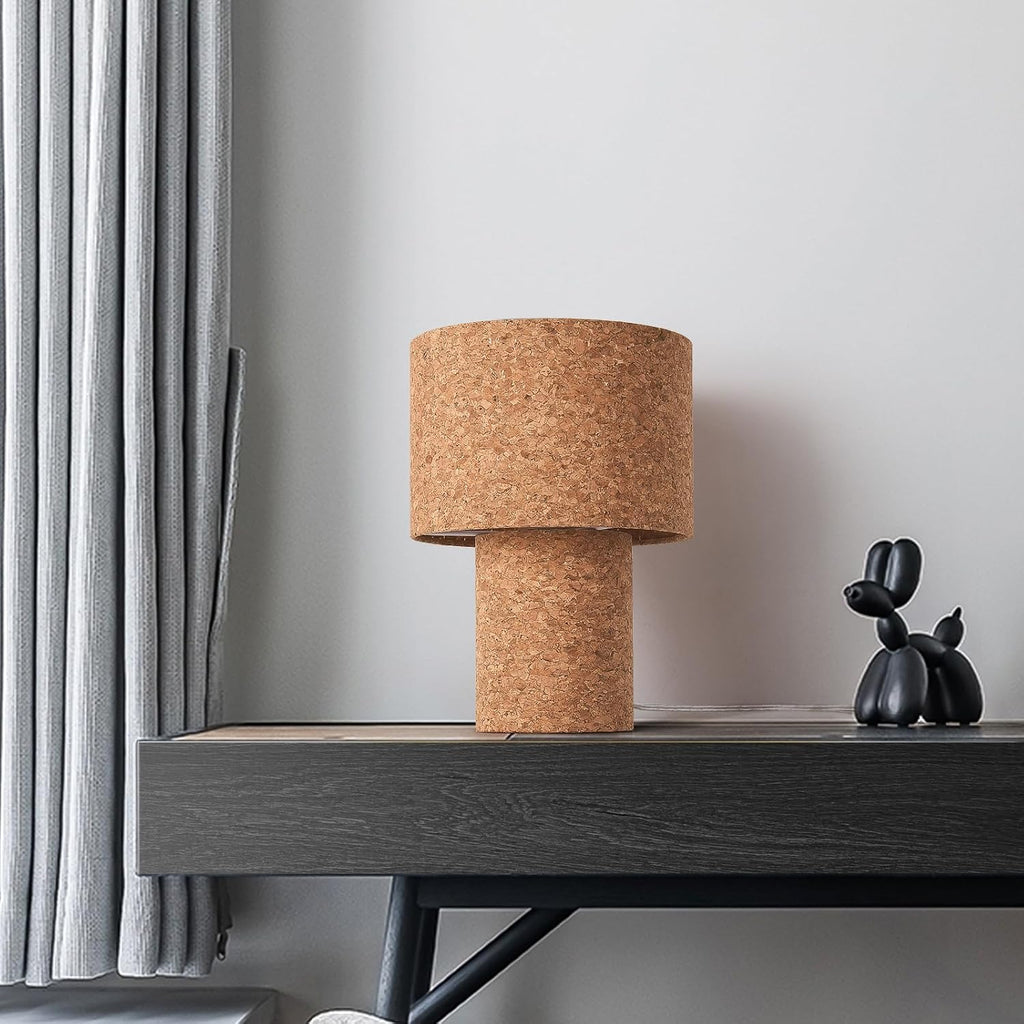 Ziqqeelam Rustic Small Table Lamp with Natural Bark Linen Lamp Shape, Farmhouse Bedside Lamp for Nightstand, Side Table Lamp for Kitchen…