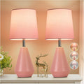Small Bedside Table Lamp for Bedroom-Reading Desk Lamp Set of 2, with 3 Color Temperatures,15.5" Nightstand Ceramic Lamp with Fabric Shade…