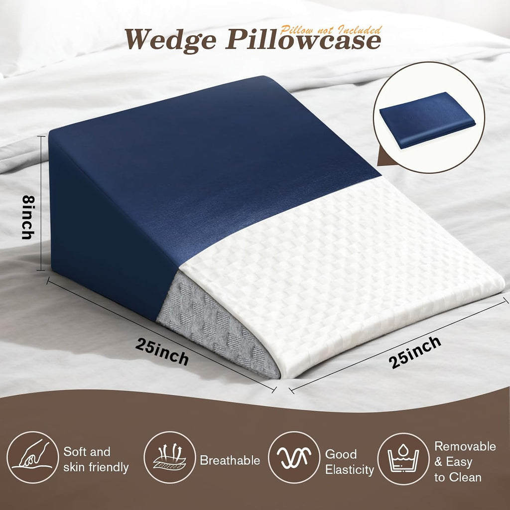 Wedge Pillow Case Cover for Style Protection, Thickened Satin Fabric Soft & Skin-Friendly, Wedge Pillow Cover with Zipper for Easy…