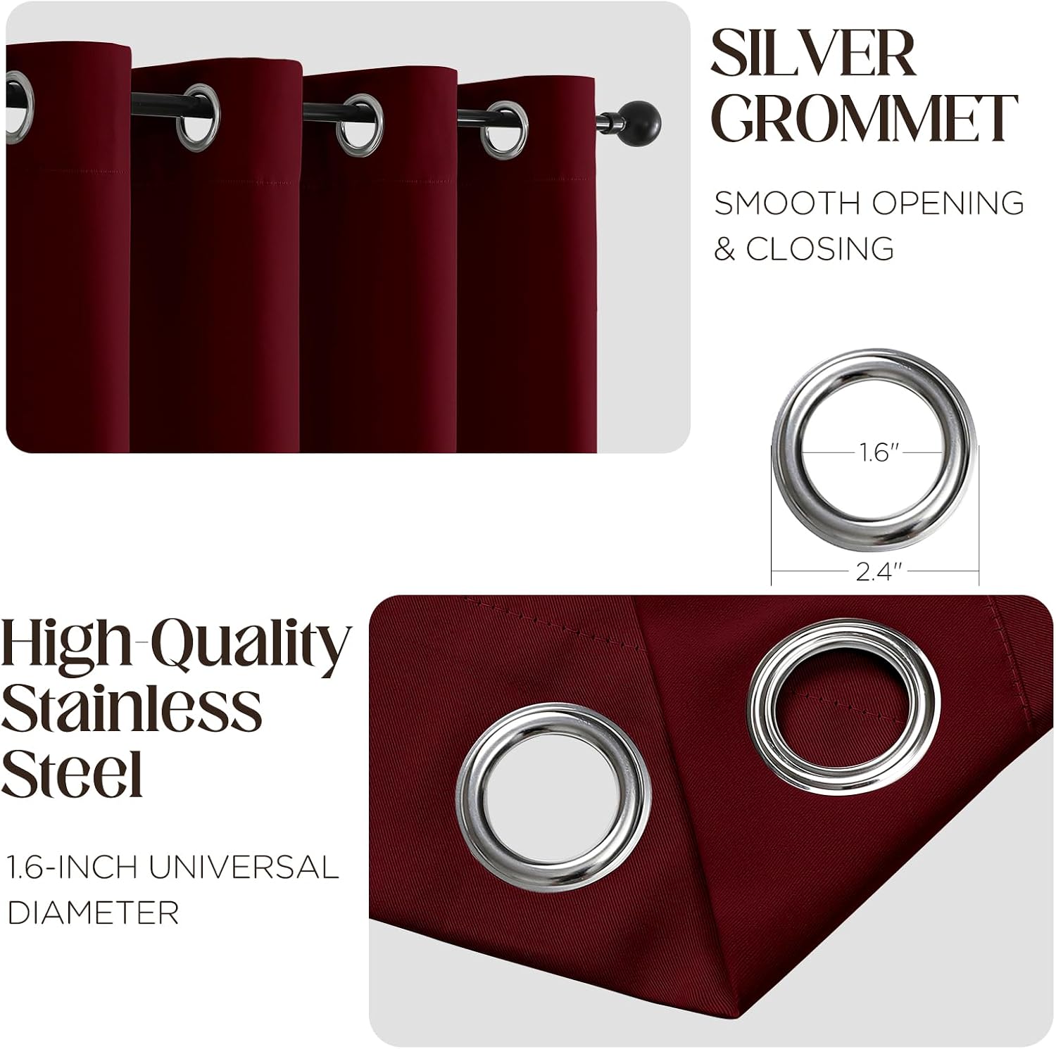 CUCRAF Custom Burgundy Red Blackout Curtains 1 Panel Set, Thermal Insulated Grommet Room Darkening Curtain for Living Room Bedroom, Light…