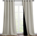 Nicetown Natural Blackout Curtains 90 inches Long, Full Light Blocking Drapes with Black Liner for Nursery, Thermal Insulated Draperies for…