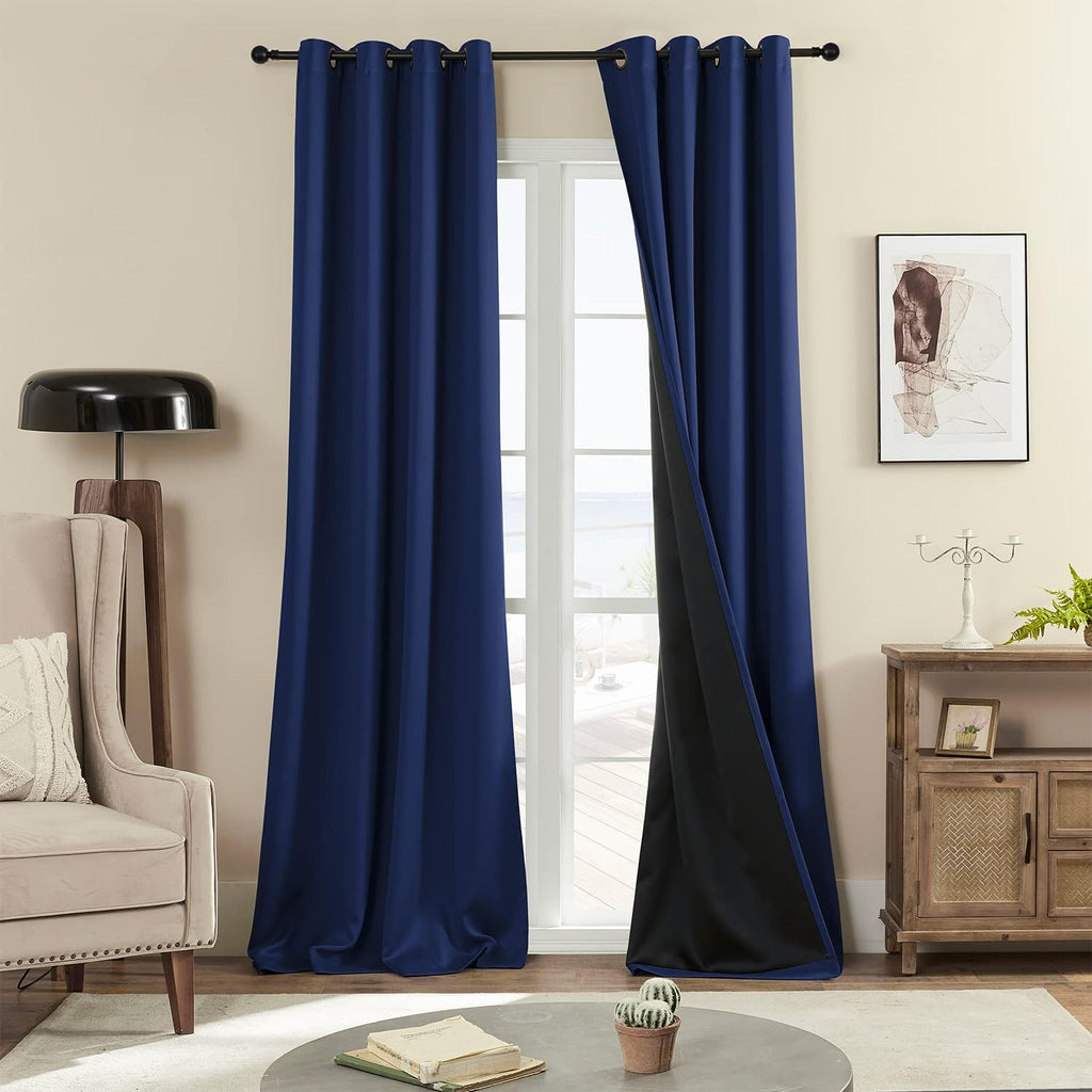 Rutterllow 100% Blackout Curtains 2 Panels, Full Shade 96 Inches Long Complete Drapes for Living Room, Thermal Insulated Bedroom Window Tre…