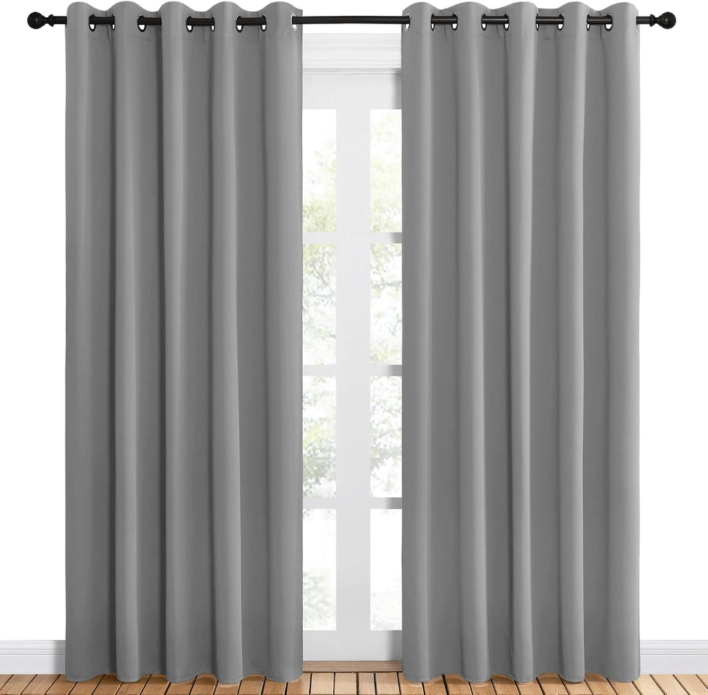 NICETOWN Bedroom Curtains Blackout Drapery Panels, Three Pass Microfiber Thermal Insulated Solid Ring Top Blackout Window Curtains/Drapes…