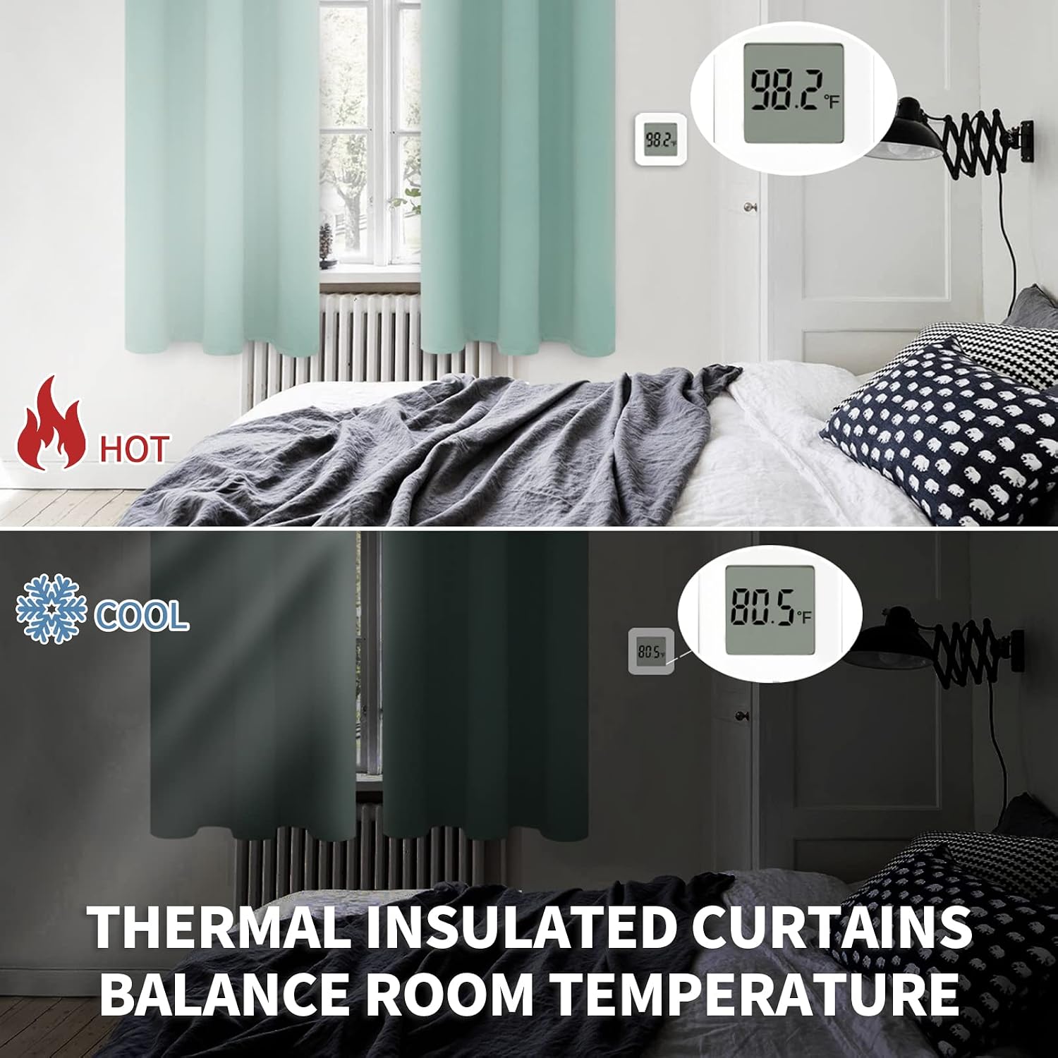 BGment Blackout Curtains - Grommet Thermal Insulated Room Darkening Bedroom and Living Room Curtains, Set of 2 Panels (52 x 54 Inch, Frosty…