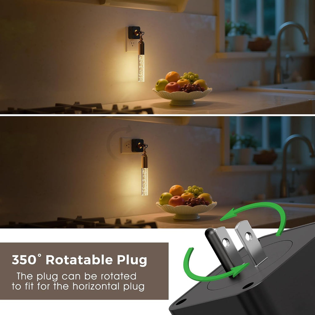 L LOHAS LED Night Lights Plug into Wall, 2 Pack Dimmable Night Light 0-100LM, Rotating Night Lights with Light Sensor, 3000K Soft Light…