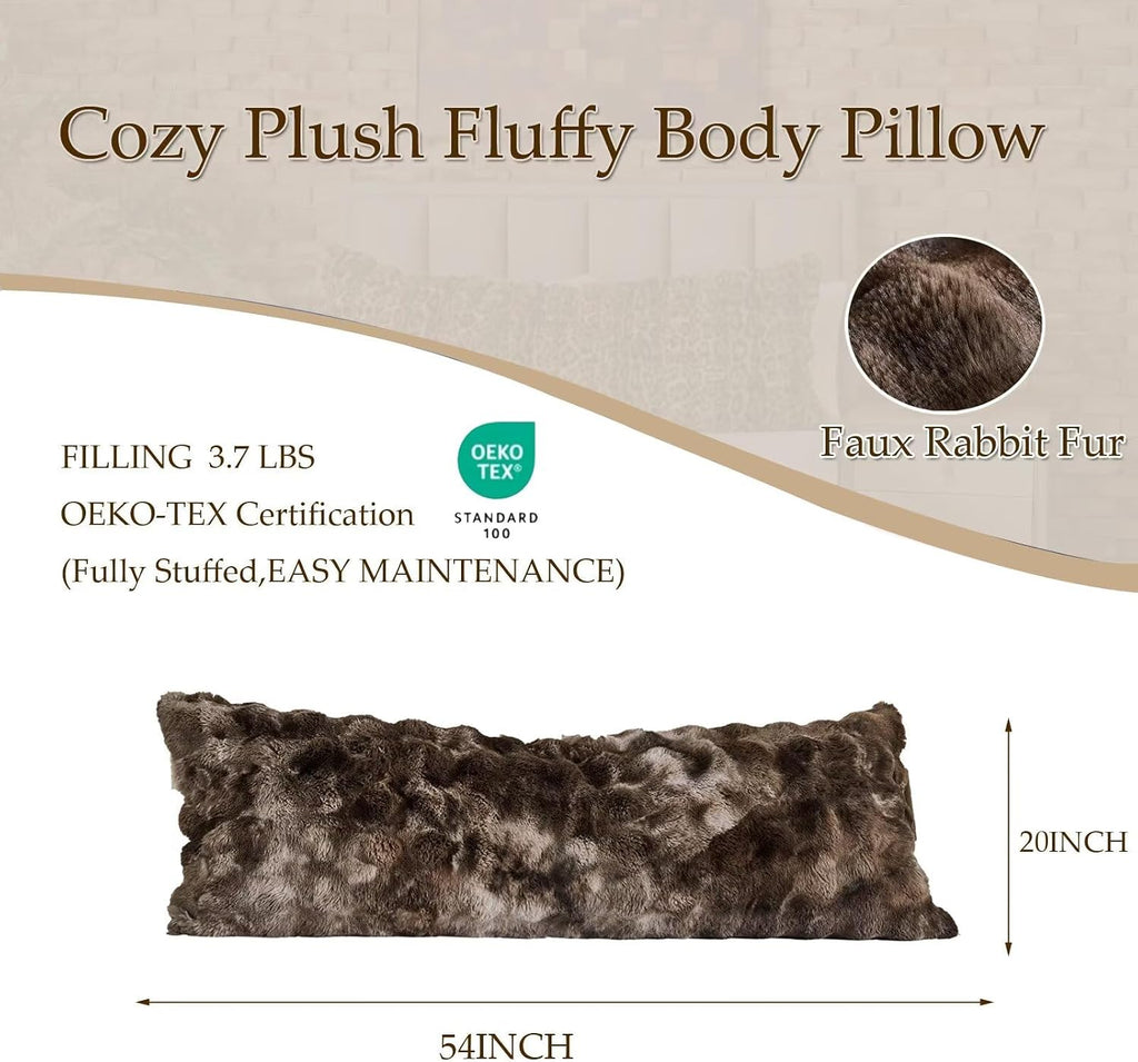 Animebody Luxury Shaggy Faux Fur Body Pillow, Fluffy Bed Pillow with Zipper Closure, Soft Decorative Plush Full Long Pillows, Fuzzy Hug Pillow…